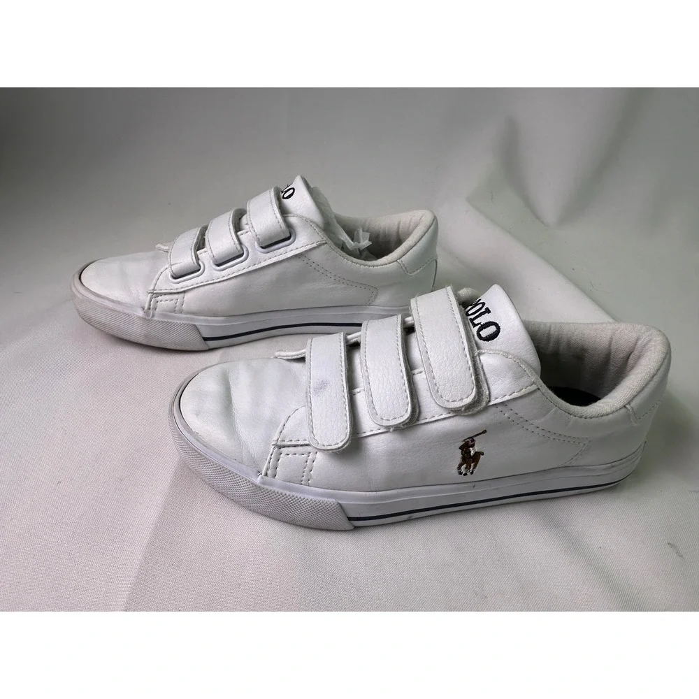 Polo Ralph Lauren Kids Saylor‎ Sneakers White Leather Pony Strap Shoes Size 2